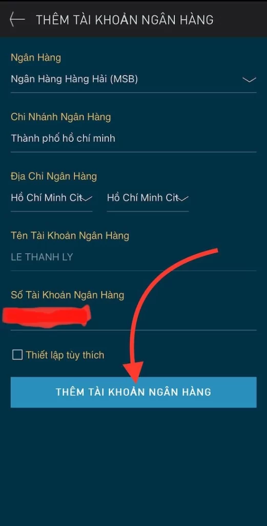 Thêm Tài Khoản Ngân Hàng Vào Hệ Thống